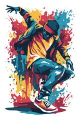 Fototapeta premium Vibrant Abstract Dance Illustration with Colorful Splashes and Energy