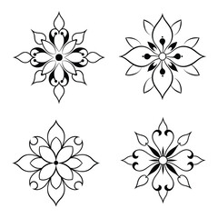 Black Floral Ornaments Vector Collection &ndash; Elegant Decorative Set