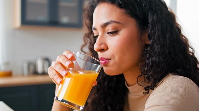 Woman drinking orange juice