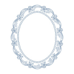 Original illustrations of ornate vintage rococo frames and coquettes, hand-drawn in a minimalist style.  for posters, cards, and graphic design.