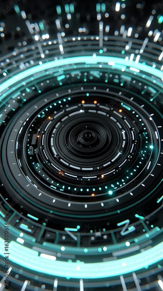Wall mural vertical video abstract digital circuit board with glowing energy core. perfect for projects related