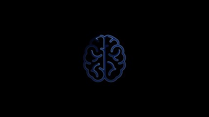 Neon brain icon animation with neon circle. Neon brain shape of an artificial intelligence concept. Human Intelligence and Creativity Symbol, - Powered by Adobe