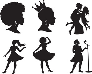 Obraz premium Diverse women silhouettes celebrate life, love, performance, and style