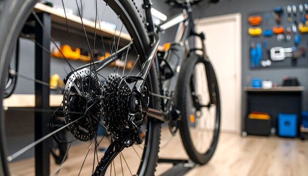 Bike repair shop with mountain bike