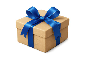 Obraz premium Cardboard gift box tied with blue ribbon, presenting festive packaging against transparent backdrop for celebratory moments