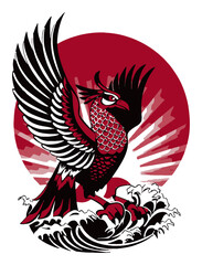 Fototapeta premium Bold Abstract Illustration of a Stylized Bird in Dynamic Flight