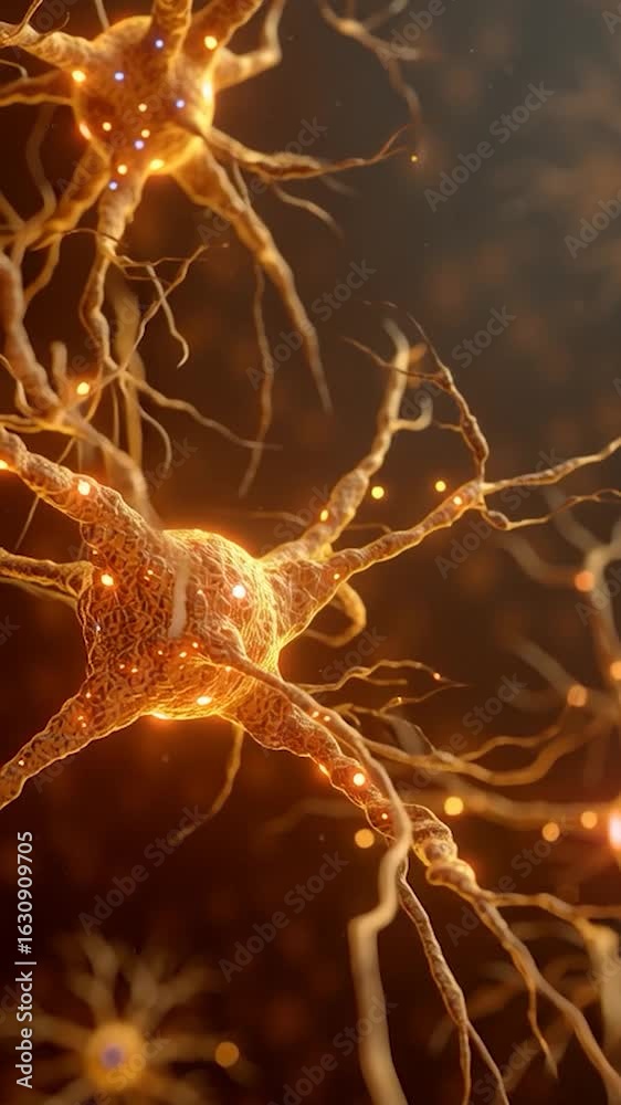 Wall mural vertical video neuron or nerve cell with an intricate network. perfect for projects related to scien