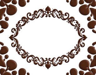 Obraz premium Oval frame of chocolate drips