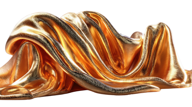 Golden Fabric: A luxurious expanse of draped golden fabric glistens, its textures and folds creating a sense of opulence and artistry. A symbol of wealth, elegance and visual interest.