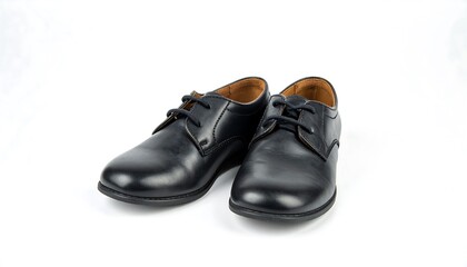 Pair of black leather school shoes