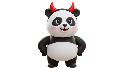 Naklejka premium Panda character in costume on white background