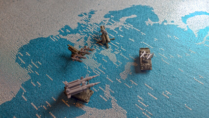 the missile launcher model and map on Middle east, include Israel and Iran boundary	