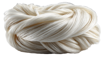 Silk thread bundle: Soft, luxurious strands of raw silk are intricately bundled. The image highlights the natural texture and delicate fibers, inviting touch and creating a sense of tactile pleasure.