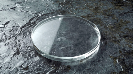 
Photorealistic Glass Circle on Dark Wet Stone – Ultra-Sharp Transparent Object with Smooth Bevel and Realistic Lighting Effects in Lucid Realism, Ideal for Modern 3D Design Concepts