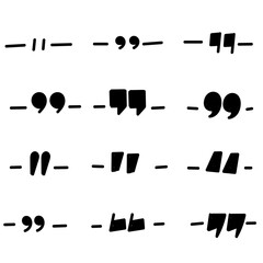 doodle quote mark icon collection