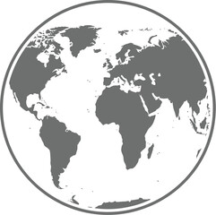 Global flat vector world map with continents, countries, and a land illustration on a black background for business and travel