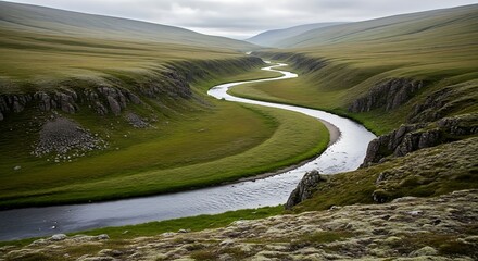 Serpentine River Valley A Green Oasis in Iceland's Highlands