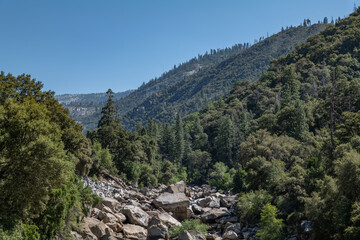 Talus (Holocene) - Rock waste shed from cliffs. Merced River. Central Yosemite Hwy / California...