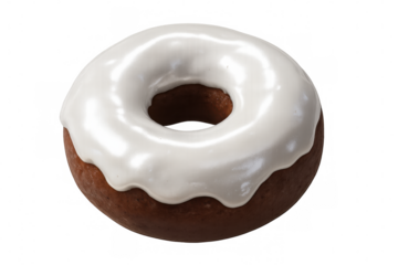 3d rendering of a rotating donut with white glaze on transparent background, perfect for food-themed projects