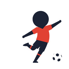 A stylized cartoon child kicks a soccer ball, dynamic pose.