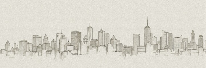 Fototapeta premium Generative AI, Faint City Skyline Outline
