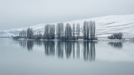 Fototapeta premium Minimalist Snow-Covered Winter Landscape