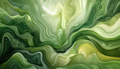 Obraz premium 3d render of abstract green liquid background with wavy pattern, green silk satin texture, shiny and glossy surface, flowing lines, elegant and luxurious wallpaper design, digital art