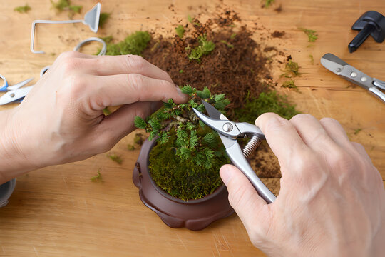 Traditional Bonsai Care with Fine Tools - Powered by Adobe