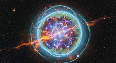 Colorful nebula with glowing rings © MUHAMMADKHALIL