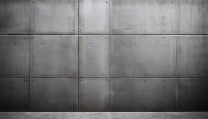 smooth gray concrete wall with a textured finish and grid like paneling