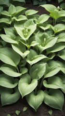 Lush Green Hosta Plant with Emerging Flower Buds.