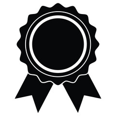 elegant gold award label with double ribbon tails silhouette vector logo icon