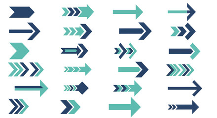 Arrow Icon Set Vector Collection with Geometric Shapes Modern Design in Blue Teal Colors