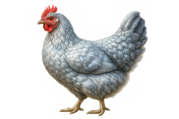 Realistic illustration of a grey hen standing on transparent background, perfect for agricultural or farming projects