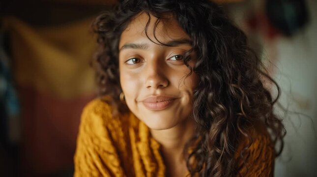 portrait of an average hispanic woman, everyday life.no make up, real people, looking at the camera