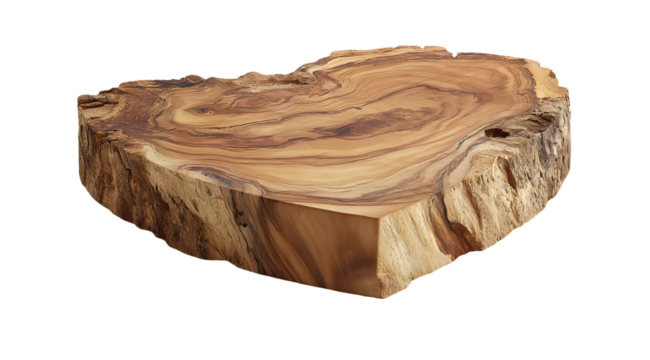 Heart-shaped slab of natural wood. - Powered by Adobe
