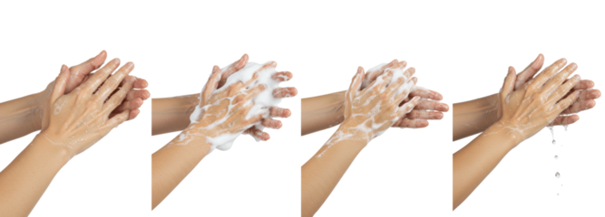 Washing Hands PNG Isolated on Transparent Background – Hygiene and Hand Cleaning Concept for Health, Sanitation, Disease Prevention, Skincare, Public Safety, and Educational Design Projects