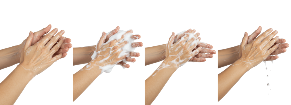 Washing Hands PNG Isolated on Transparent Background – Hygiene and Hand Cleaning Concept for Health, Sanitation, Disease Prevention, Skincare, Public Safety, and Educational Design Projects