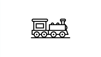 Black Line - Art Vintage Train Icon, for Rail Transit & Heritage Design