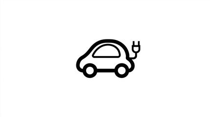 Fototapeta premium Black Line - Art Electric Car, for Transportation & Eco - Design