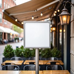 Blank sign outside a restaurant