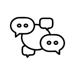 Fototapeta premium Connected speech bubbles represent the essence of communication, collaboration, and dialogue, a symbol of the human connection, in this minimalist vector illustration.