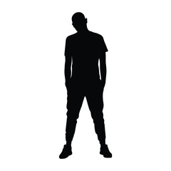 Silhouette of a Man Standing Casually with Hands in Pockets