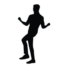Silhouette of an Energetic Person Showing Joyful and Excited Movement Gesture