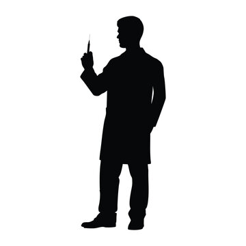black silhouette doctor holding scalpel clip art preview