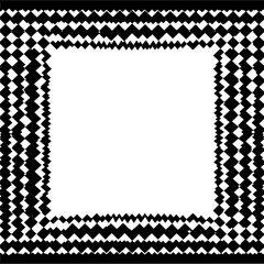Black and white square frame with zigzag edges creating a border around a white rectangular space