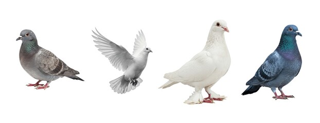 Pigeons PNG Isolated on Transparent Background – Realistic Bird Images of Pigeons in Various Poses, Perfect for Wildlife, Urban Nature, Bird Watching, and Animal Design Projects