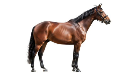 Majestic Brown Stallion Standing Proudly Isolated On Transparent Background Capturing Strength Grace And Elegance In Nature