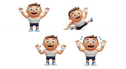 Cartoon character workout poses