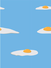 Vector illustration. Seamless pattern of fried eggs on background.